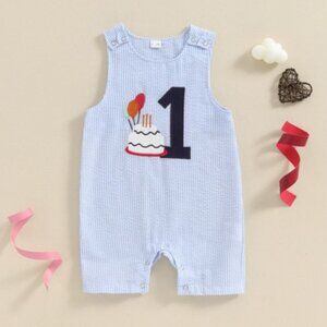 One Cake Romper First Birthday Outfit Clothes Shortall Smash Cake Outfit